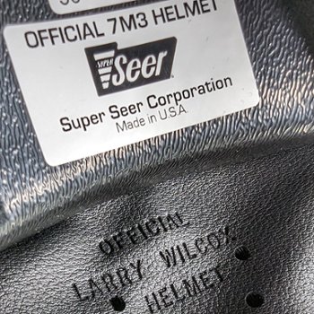 Official Larry Wilcox Helmet Label